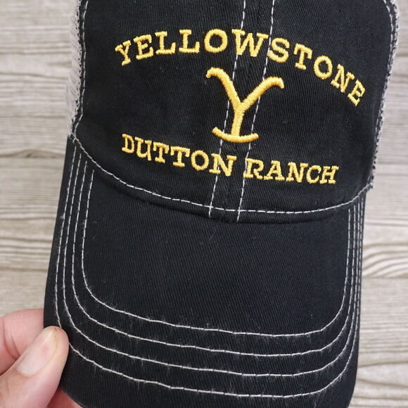 YELLOWSTONE DUTTON RANCH TV SHOW BLACK ADJUSTABLE MESH BASEBALL HAT CAP - Picture 4 of 12